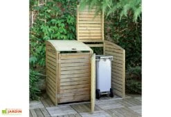 Cache Poubelle Double En Bois Traité Dioica -Promos Jardin Garage Magasin cache poubelle dioica jardipolys