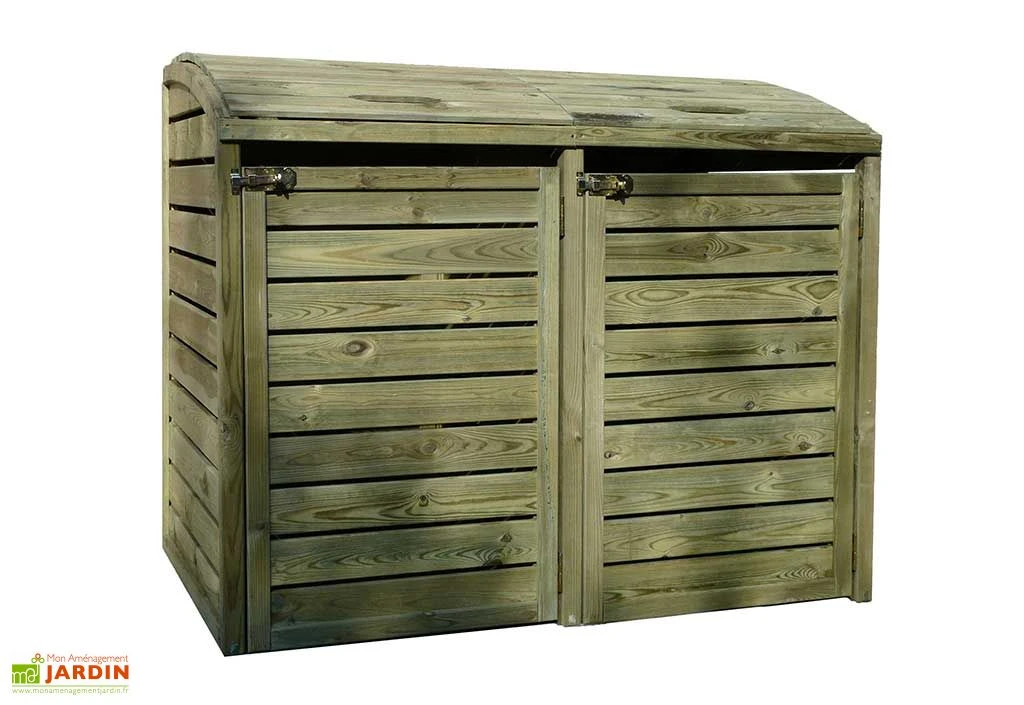 Solid Cache-poubelle Double En Bois De Pin Traité 145 X 92 X 95 Cm 1 Solid Cache-poubelle Double En Bois De Pin Traité 145 X 92 X 95 Cm