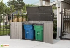 Lifetime Coffre De Rangement Extérieur En Résine Effet Bois - 2407 L -Promos Jardin Garage Magasin cache poubelle resine lifetime