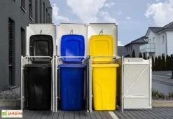 Cache-poubelle Triple En Acier Et Composite Aluminium 181 X 63 X 115 Cm 7 Cache-poubelle Triple En Acier Et Composite Aluminium 181 X 63 X 115 Cm -Promos Jardin Garage Magasin cache poubelle triple acier aluminium ouvert