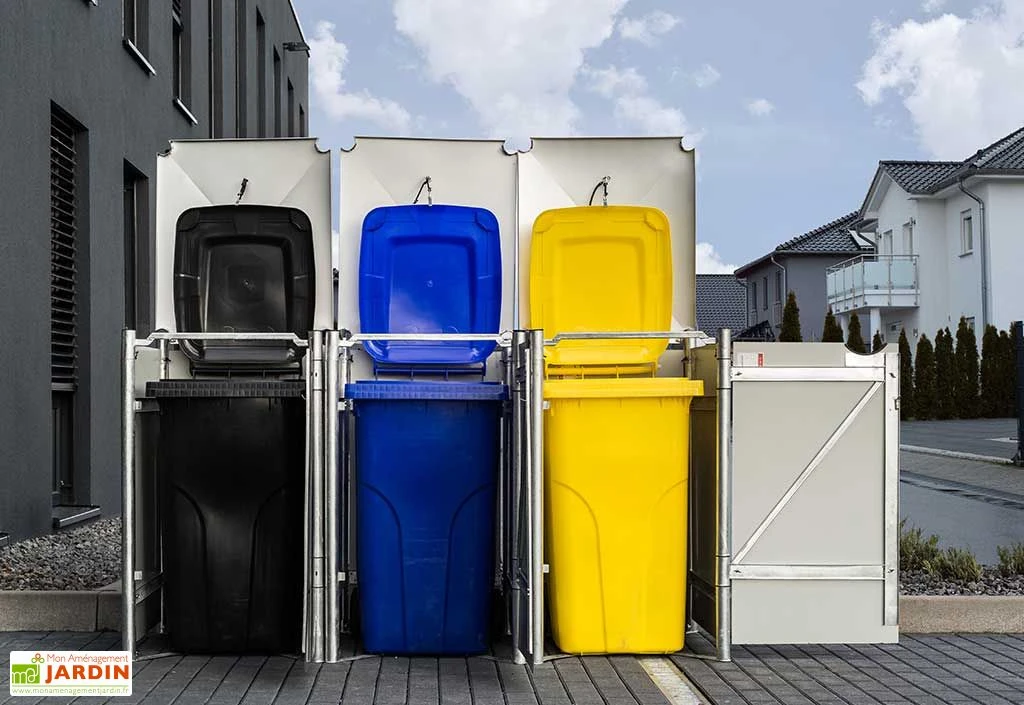 Cache-poubelle Triple En Acier Et Composite Aluminium 181 X 63 X 115 Cm 4 Cache-poubelle Triple En Acier Et Composite Aluminium 181 X 63 X 115 Cm – Image 4