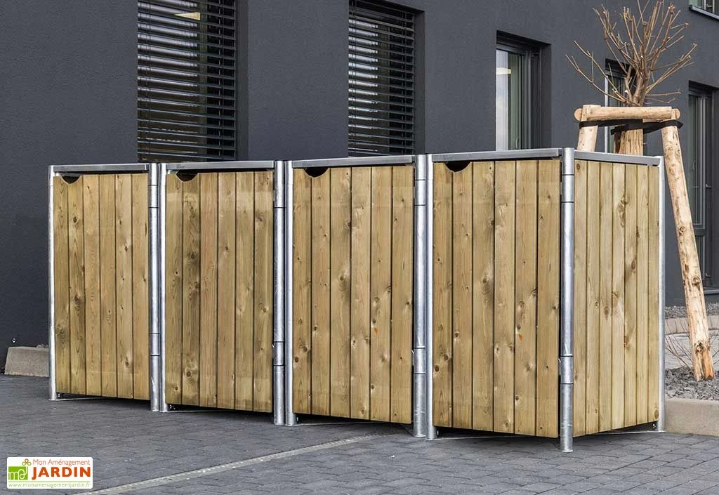 Cache-poubelles En Acier Et Bois De Pin Traité 241 X 63 X 115 Cm 2 Cache-poubelles En Acier Et Bois De Pin Traité 241 X 63 X 115 Cm – Image 2