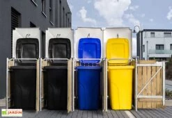 Cache-poubelles En Acier Et Bois De Pin Traité 241 X 63 X 115 Cm 7 Cache-poubelles En Acier Et Bois De Pin Traité 241 X 63 X 115 Cm -Promos Jardin Garage Magasin cache poubelles acier bois ouvert