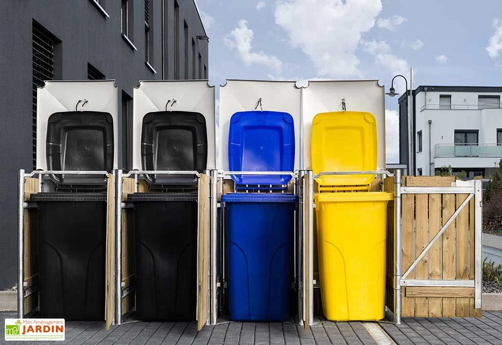 Cache-poubelles En Acier Et Bois De Pin Traité 241 X 63 X 115 Cm 4 Cache-poubelles En Acier Et Bois De Pin Traité 241 X 63 X 115 Cm – Image 4