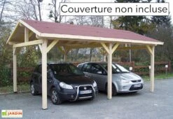 Carport Bois 2 Voitures Pour Tuiles – 5,86 X 3,90 M (sans Couverture) 5 Carport Bois 2 Voitures Pour Tuiles – 5,86 X 3,90 M (sans Couverture) -Promos Jardin Garage Magasin carport 2 voitures bois ka 4563 bm habrita