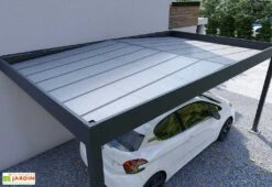 Carport Adossé En Aluminium Et Polycarbonate Libeccio 16 M² -Promos Jardin Garage Magasin carport adosse aluminium polycarbonate libeccio 16m