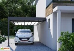 Carport Adossé En Aluminium Et Polycarbonate Libeccio 16 M² -Promos Jardin Garage Magasin carport adosse aluminium polycarbonate libeccio