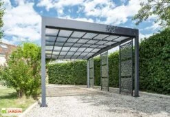 Carport En Aluminium Et Polycarbonate + 3 Brise-Vues Libeccio 16 M²