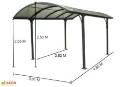 Carport Design En Aluminium à Toit Rond En Polycarbonate 305x485x250 -Promos Jardin Garage Magasin carport aluminium polycarnate toit rond 305x485cm
