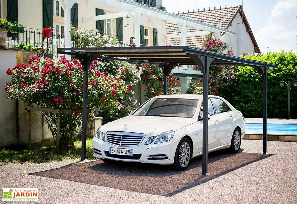 Carport En Aluminium Toit Plat (294x500cm) 2 Carport En Aluminium Toit Plat (294x500cm) – Image 2