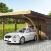 Solid Carport + Abri De Jardin En Bois Traité Autoclave (4x7m)