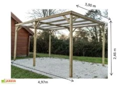 Carport En Bois Traité Autoclave Avec Couverture En PVC 15 M² -Promos Jardin Garage Magasin carport bois autoclave avec couverture 15 m2