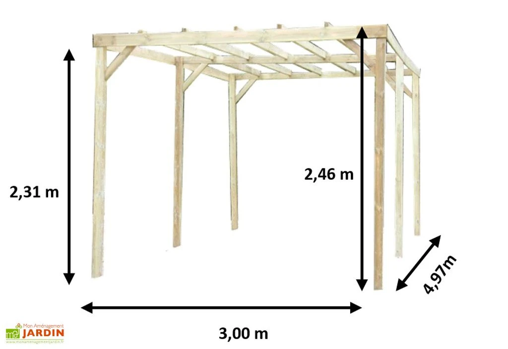 Carport Sans Couverture En Bois Traité Autoclave 15 M² 2 Carport Sans Couverture En Bois Traité Autoclave 15 M² – Image 2