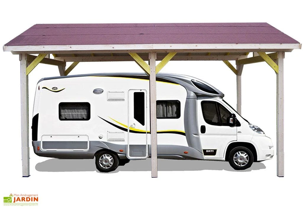 Carport Bois Contrecollé Double Pente 30° 3,5x6m Spécial Camping-Car 2 Carport Bois Contrecollé Double Pente 30° 3,5x6m Spécial Camping-Car – Image 2