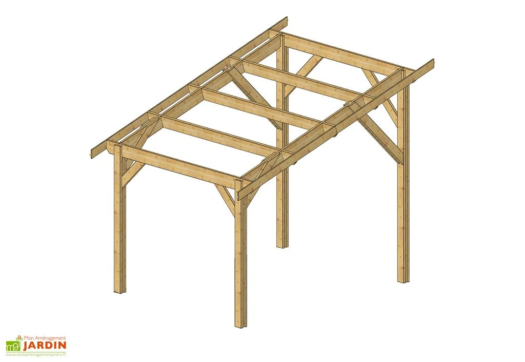 Carport En Bois Douglas Toit 1 Pente 12 à 20 M² – Provence 4 Poteaux 2 Carport En Bois Douglas Toit 1 Pente 12 à 20 M² – Provence 4 Poteaux – Image 2