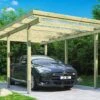 Carport En Bois D’Epicéa Traité Avec Couverture En PVC 15 M²