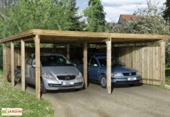 Carport Bois Optima Duo 2 Voitures (Plusieurs Tailles) -Promos Jardin Garage Magasin carport bois optima duo 2