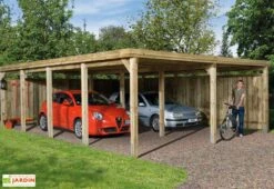 Carport Bois Optima Duo 2 Voitures (Plusieurs Tailles) -Promos Jardin Garage Magasin carport bois optima duo 3