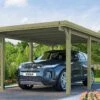 Carport En Bois De Pin Traité Et Toit En Acier Galvanisé – 16,99 M²