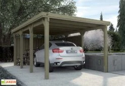 Carport En Bois De Pin Traité Et Toit En Acier Galvanisé – 20,31 M²