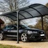 Carport Design Aluminium Toit Rond Polycarbonate 4,85 X 3 M Vis. Inox