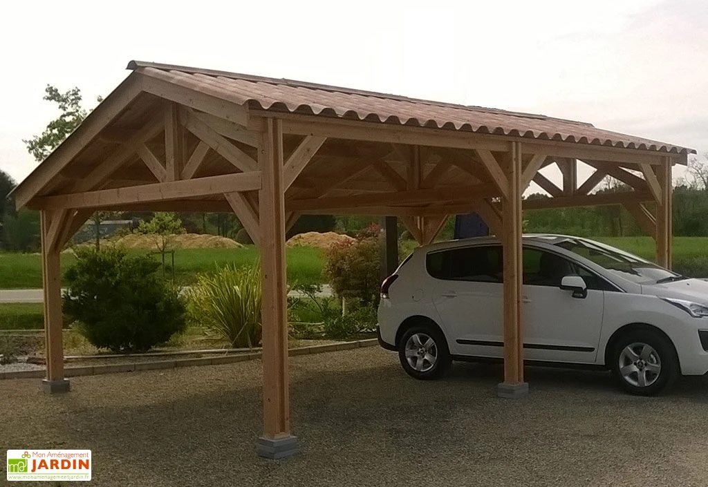 Carport Double En Bois Douglas Sans Couverture 2 Carport Double En Bois Douglas Sans Couverture – Image 2