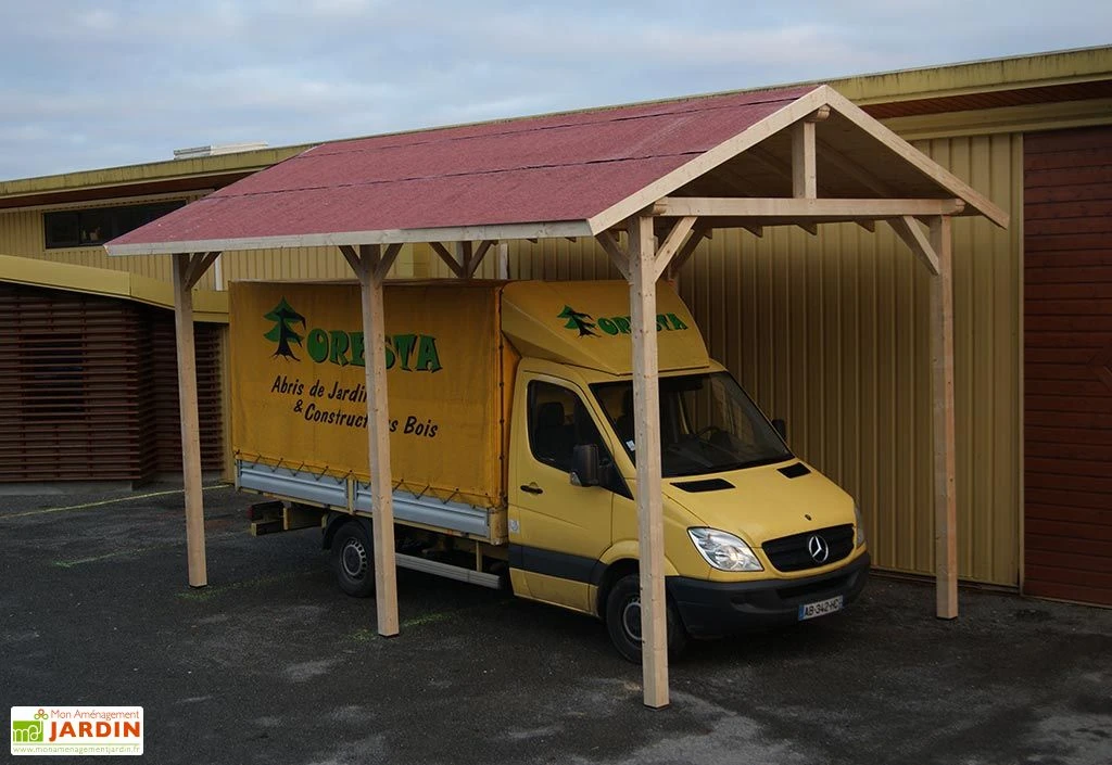 Carport Bois Contrecollé Double Pente 30° 3,5x6m Spécial Camping-Car 1 Carport Bois Contrecollé Double Pente 30° 3,5x6m Spécial Camping-Car