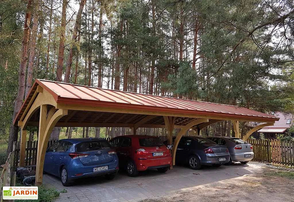Carport 4 Voitures En Bois Traité Revelatio 4 - 69 M² 1 Carport 4 Voitures En Bois Traité Revelatio 4 - 69 M²