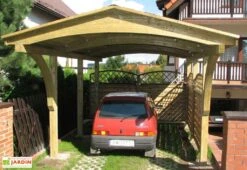 Carport En Épicéa Traité Et Lamellé Collé 361x606x299cm Nevada -Promos Jardin Garage Magasin carport epicea traite lamelle colle nevada simple 3
