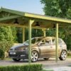 Carport Simple En Bois De Pin Traité Avec Toit Double Pente – 17 M²