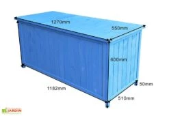 Coffre De Rangement En Bois Lasuré Bleu 127 X 55 Cm -Promos Jardin Garage Magasin coffre jardin bois lasure bleu 127 x 55 cm 3