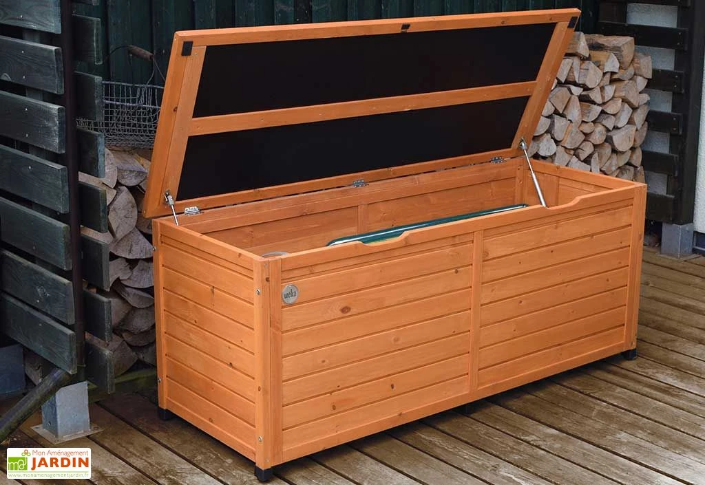 Coffre De Jardin En Bois De Pin Traité - 56 X 150 X 65 Cm 1 Coffre De Jardin En Bois De Pin Traité - 56 X 150 X 65 Cm