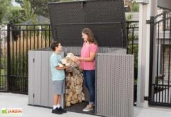 Lifetime Coffre De Rangement Extérieur En Résine Effet Bois - 2407 L -Promos Jardin Garage Magasin coffre jardin bucher resine lifetime