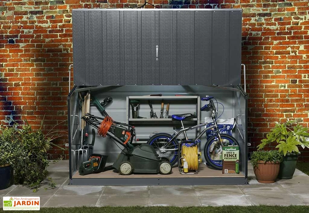 Coffre De Rangement Métal Storeguard Anthracite (196x89x113) 2 Coffre De Rangement Métal Storeguard Anthracite (196x89x113) – Image 2