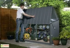 Coffre De Rangement Métal Storeguard Anthracite (196x89x113) 8 Coffre De Rangement Métal Storeguard Anthracite (196x89x113) -Promos Jardin Garage Magasin coffre rangement metal jardin trimetals gris anthracite