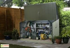 Coffre De Rangement Métal Storeguard Vert (196x89x113) -Promos Jardin Garage Magasin coffre rangement metal jardin trimetals vert 2