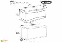 Coffre De Rangement Intérieur/Extérieur En Polyéthylène 492L Lifetime (152x61x67cm) -Promos Jardin Garage Magasin coffre resine lifetime 60012 7