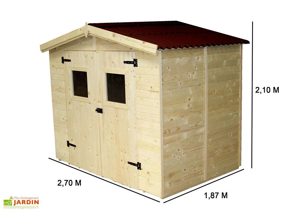 Abri De Jardin En Bois D’épicéa Brut Avec Plancher 5,04 M² 2 Abri De Jardin En Bois D’épicéa Brut Avec Plancher 5,04 M² – Image 2