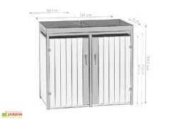Cache Poubelle Extérieur Double Inox Imitation Bois – 2x 240 Litres -Promos Jardin Garage Magasin dimensions cache poubelle westmann wmhhwtc 51