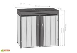 Cache Poubelle Extérieur Double Acier Imitation Bois – 2x 240 Litres -Promos Jardin Garage Magasin dimensions cache poubelle westmann wmhhwtc 62