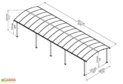 Carport Arcadia 10,7 X 3,59 M Gris | Palram - Canopia -Promos Jardin Garage Magasin dimensions carport arcadia 11m palram canopia