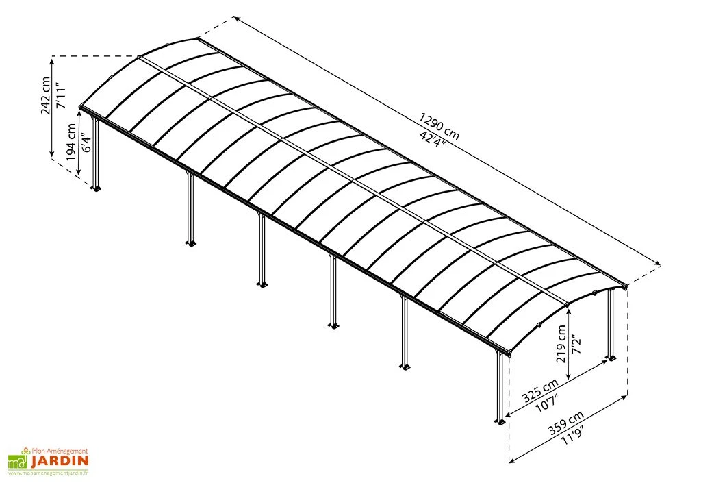 Carport En Aluminium Et Polycarbonate Arcadia 12700 46 M² 3 Carport En Aluminium Et Polycarbonate Arcadia 12700 46 M² – Image 3