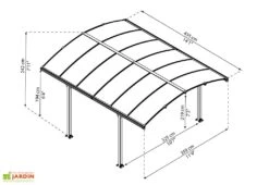 Carport Arcadia 4,35 X 3,59 M Gris | Palram - Canopia -Promos Jardin Garage Magasin dimensions carport arcadia 4m palram canopia