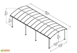 Carport Arcadia 8,63 X 3,59 M Gris | Palram - Canopia 8 Carport Arcadia 8,63 X 3,59 M Gris | Palram - Canopia -Promos Jardin Garage Magasin dimensions carport arcadia 9m palram canopia