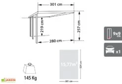Carport En Bois Adossé Henri 14,9 M² 5 Carport En Bois Adossé Henri 14,9 M² -Promos Jardin Garage Magasin dimensions infos carport bois gus