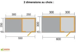 Bungalow Design Avellino (550x250cm) 45 Mm -Promos Jardin Garage Magasin dimensions quadro 1