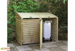 Cache Poubelle Double En Bois Traité Dioica -Promos Jardin Garage Magasin double cache poubelle dioica jardipolys