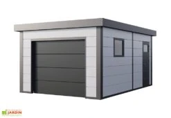 Garage En Métal Avec Porte Motorisée – 19,3 M² 9 Garage En Métal Avec Porte Motorisée – 19,3 M² -Promos Jardin Garage Magasin garage acier porte motorisee gris blanc