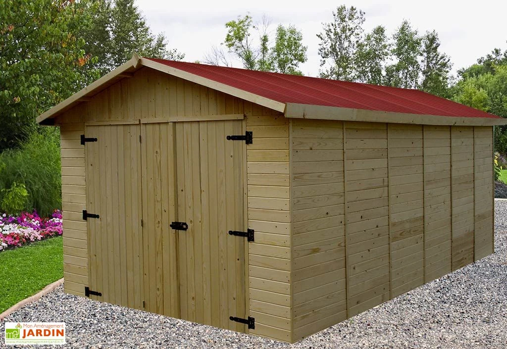 Garage En Bois D’Épicéa Brut 15 M² 1 Garage En Bois D’Épicéa Brut 15 M²