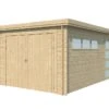Garage En Bois D’Épicéa Toit Plat Bac Acier 16 M²